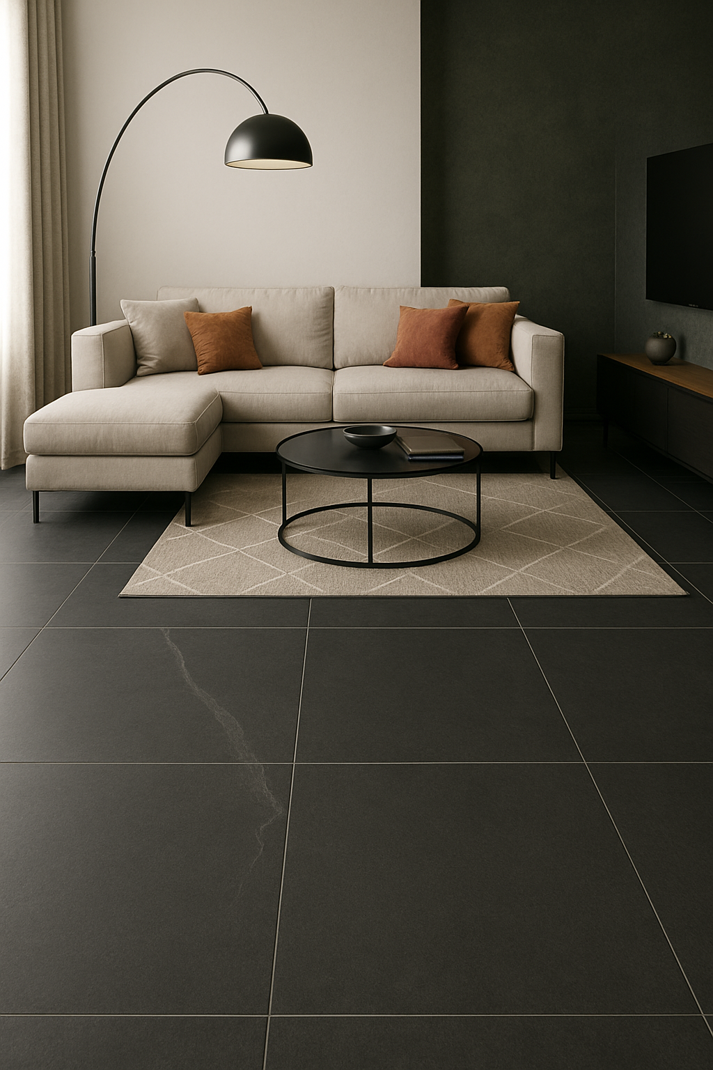 Feinsteinzeugfliese 60x120 cm, matt, Anthrazit mit natürlicher Strukturierung (R10) PREIS PRO mq2