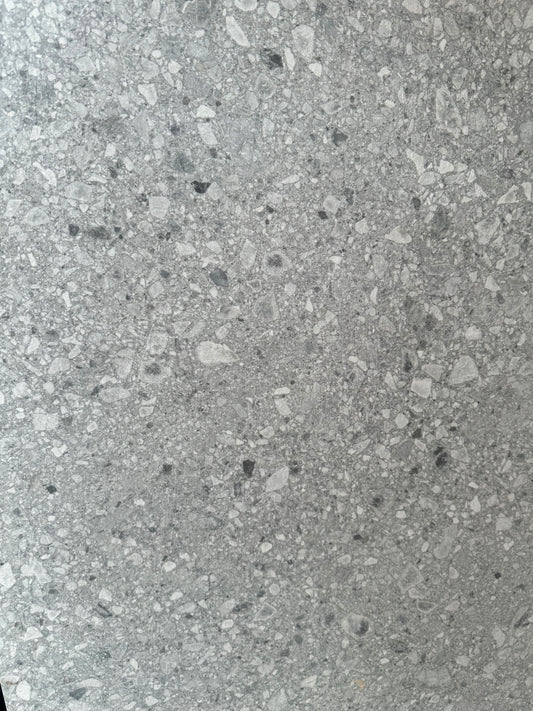 Feinsteinzeug Fliese – 60x120 cm, matt, Terrazzo Grau mit feiner Körnung (R9)